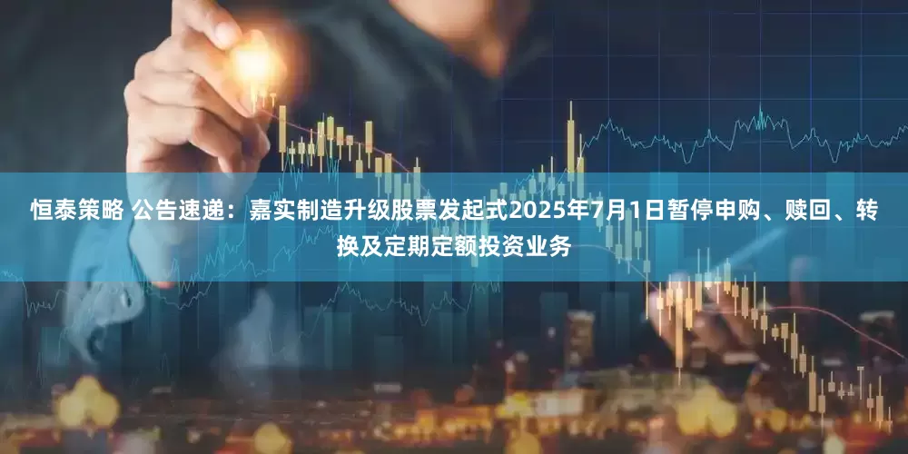 恒泰策略 公告速递：嘉实制造升级股票发起式2025年7月1日暂停申购、赎回、转换及定期定额投资业务